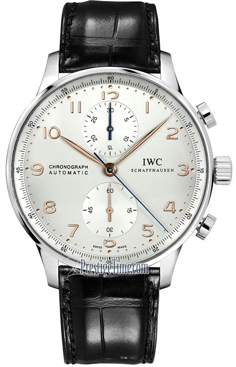 iwc portoghese automatico iw371445|IWC Portuguese Chronograph Silver Dial Black Leather Men's.